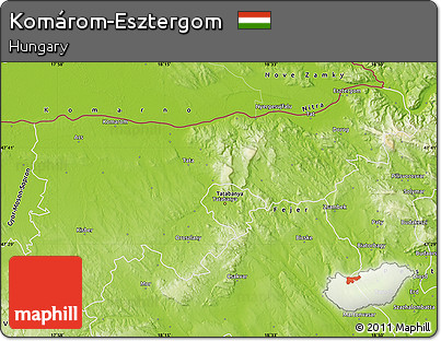 Physical Map of Komárom-Esztergom