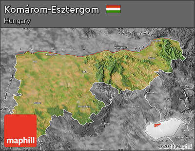 Satellite Map of Komárom-Esztergom, desaturated