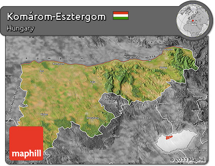 Satellite Map of Komárom-Esztergom, desaturated