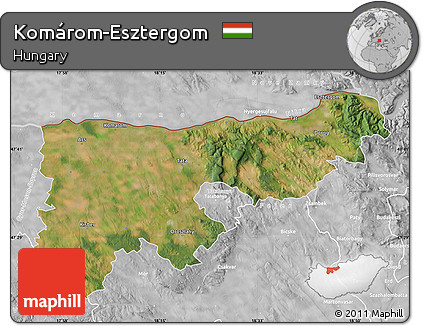 Satellite Map of Komárom-Esztergom, lighten, desaturated