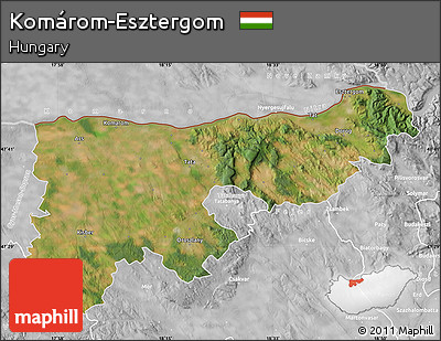 Satellite Map of Komárom-Esztergom, lighten, desaturated