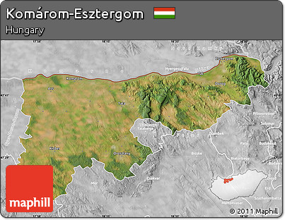 Satellite Map of Komárom-Esztergom, lighten, desaturated