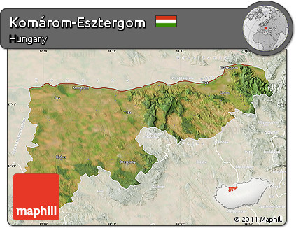 Satellite Map of Komárom-Esztergom, lighten