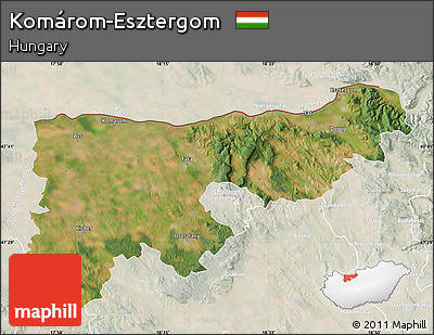 Satellite Map of Komárom-Esztergom, lighten