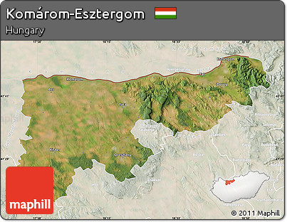 Satellite Map of Komárom-Esztergom, lighten