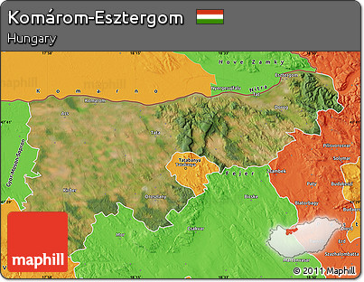 Satellite Map of Komárom-Esztergom, political outside