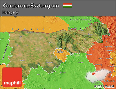 Satellite Map of Komárom-Esztergom, political outside