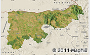 Satellite Map of Komárom-Esztergom, shaded relief outside