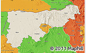 Shaded Relief Map of Komárom-Esztergom, political outside