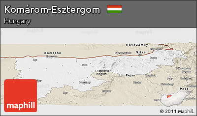 Classic Style Panoramic Map of Komárom-Esztergom