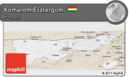 Classic Style Panoramic Map of Komárom-Esztergom