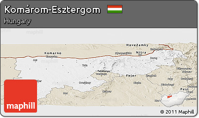 Classic Style Panoramic Map of Komárom-Esztergom