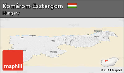 Classic Style Panoramic Map of Komárom-Esztergom, single color outside