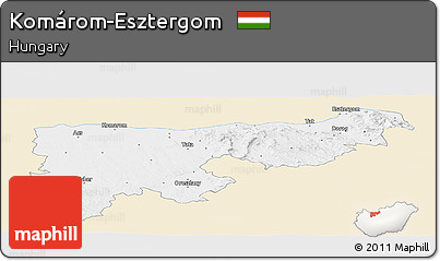 Classic Style Panoramic Map of Komárom-Esztergom, single color outside
