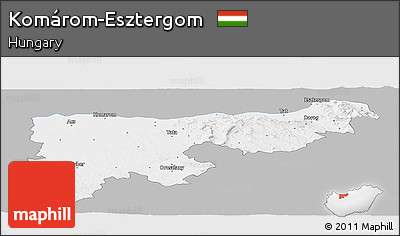 Gray Panoramic Map of Komárom-Esztergom, single color outside