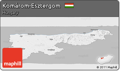 Gray Panoramic Map of Komárom-Esztergom, single color outside