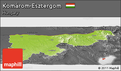 Physical Panoramic Map of Komárom-Esztergom, darken, desaturated