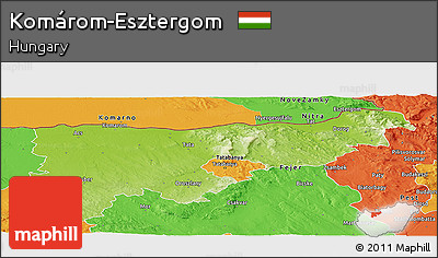 Physical Panoramic Map of Komárom-Esztergom, political outside
