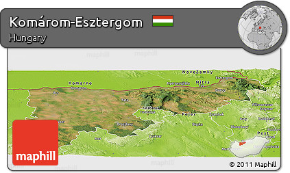 Satellite Panoramic Map of Komárom-Esztergom, physical outside