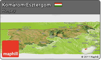 Satellite Panoramic Map of Komárom-Esztergom, physical outside