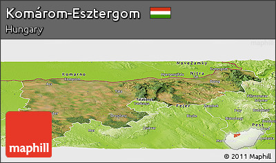 Satellite Panoramic Map of Komárom-Esztergom, physical outside