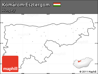 Blank Simple Map of Komárom-Esztergom, cropped outside, no labels