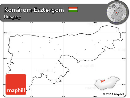 Blank Simple Map of Komárom-Esztergom, cropped outside, no labels