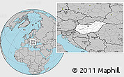 Blank Location Map of Hungary, gray outside