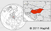 Blank Location Map of Hungary, highlighted continent