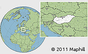 Blank Location Map of Hungary, savanna style outside