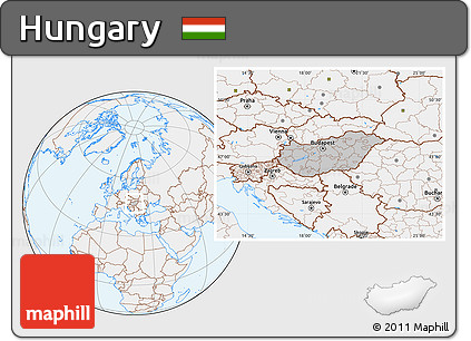 Gray Location Map of Hungary, lighten