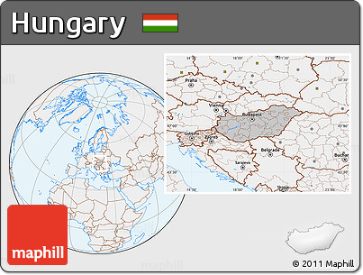 Gray Location Map of Hungary, lighten