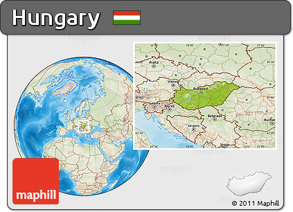 Physical Location Map of Hungary, lighten, land only