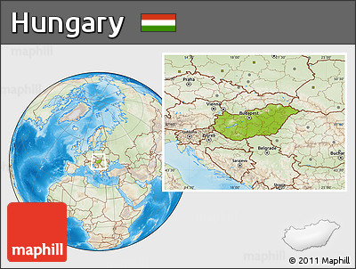 Physical Location Map of Hungary, lighten, land only