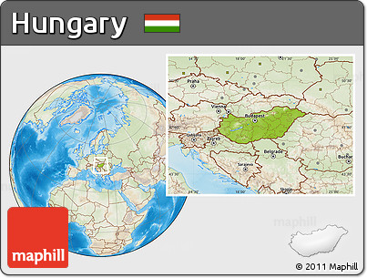 Physical Location Map of Hungary, lighten, land only