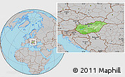 Political Location Map of Hungary, gray outside