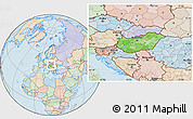 Political Location Map of Hungary, lighten, land only