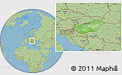 Political Location Map of Hungary, savanna style outside
