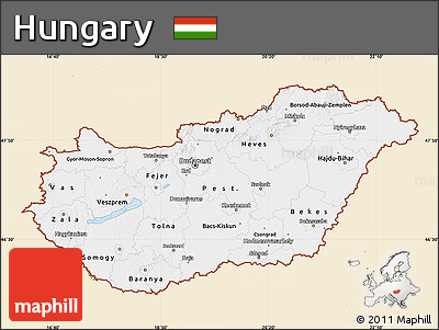 Classic Style Map of Hungary, single color outside