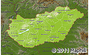 Physical Map of Hungary, darken