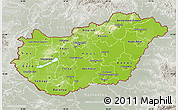 Physical Map of Hungary, lighten, semi-desaturated
