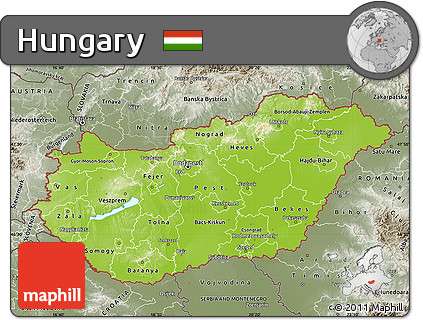 Physical Map of Hungary, semi-desaturated