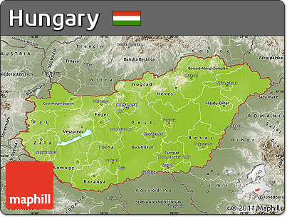 Physical Map of Hungary, semi-desaturated