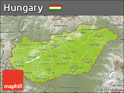 Physical Map of Hungary, semi-desaturated