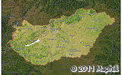 Satellite Map of Hungary, darken