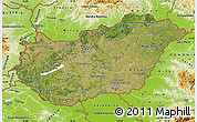 Satellite Map of Hungary, physical outside