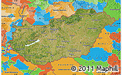 Satellite Map of Hungary, political outside