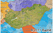 Satellite Map of Hungary, political shades outside