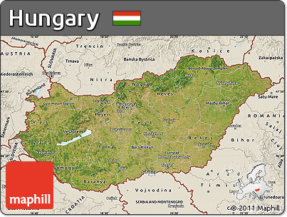 Satellite Map of Hungary, shaded relief outside