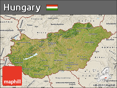 Satellite Map of Hungary, shaded relief outside
